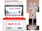 1 stand fan 4 bulb 20 hours backup Digital ips