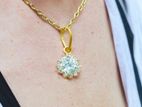 13 Stone American Diamond 18k Gold Plated Locket And Chain.