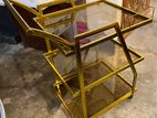 15% OFF Golden Stainless Steel Designer Tea Trolley