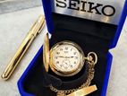1990's SEIKO Pocket Watch Gold Plated JAPAN