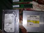 1gb ram, Dell CD-Dvd drive, 80gb Hard drive