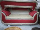 2 Seat Lather & Wood Sofa Set