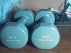 2.5+2.5=5 kg Hex and 4+4=8 vinyl dumbbells