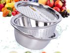 3 in 1 stainless steel vegetable washing bowl with drain basket 26/28cm