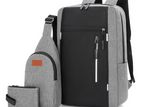 3 Pics Laptop Bag Combo Pack (ash)