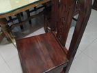 4 Pcs Chair with Glass Top Wooden Dining Table