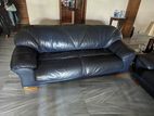 5 seater dark blue leather sofa set