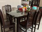 6 Seater Glass Top Dining Table with Chairs