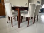 6 sitter glass table with fabriced dinning chairs