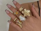 Adjustable Punk Exaggerated Metal Rings Set For Women