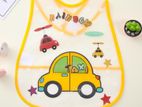 Adjustable waterproof baby feeding bibs | yellow car