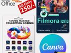 Adobe Master Collection, Filmora 13, Canva, Microsoft Office