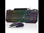 Aula T102 Rainbow Backlight Black-Silver Wired Keyboard & Mouse Combo