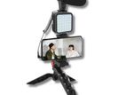 AY-49 Video Vlogger Kits With Microphone & LED Fill Light Mini Tripod