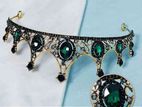 Baroque Rhinestone Crown Green