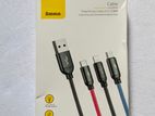 Baseus Premium 3-in-1 3.5A Fast Charging Cable For iP + Micro Type-C