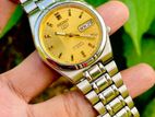 Beautiful SEIKO 5 Posh Diamond Cut Sunburst Yellow Automatic Watch