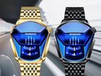 BINBOND Black Blue Fashion Men Watch Creative Dila Geometric Shape