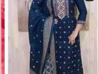 Block printed three piece salwar kameez