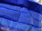 blue semi moslin slik saree