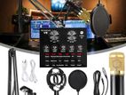 BM-800 CONDENSER MICROPHONE with V8 Soundcard & Remax Earpiece