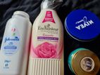 body lotion, baby powder, nivea cream