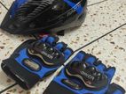 Cycle Helmet & Pro Biker Gloves combo