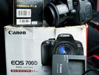 Canon 700d with 50mm prime lens full box