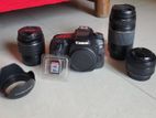 Canon 80D with three lenses (18-55mm, 75-300mm,50mm)with accessories.