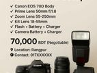 Canon Eos 70d with Lens And Flash