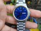 Casio Mtp-1239 Blue Dial Men's Wristwatch Pre Owned