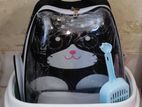 Cat litter box with scoop and carrying travel bag