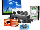 CCTV Package 4-Channel DVR 4-Pes Camera 17" Monitor 500GB HDD