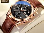 Stylish OLEVS Leather Band fashionable watch