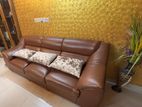 Custom-Made Brown Leather Sofa Set