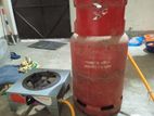 Cylender with stove, regulator,pipe full setup