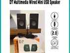 D7 Multimedia Wired Mini USB Speaker