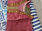 Deep Maroon jute cotton 3 piece