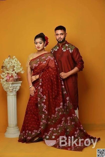 FESTIV WEAR Plain Couple Saree And Kurta, 5.8 WITH BLOUSE PIECE at Rs 1300  in Bolpur