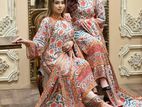Digital Print Three Piece | Dubai Silk Kamiz Soft Butter Salwar