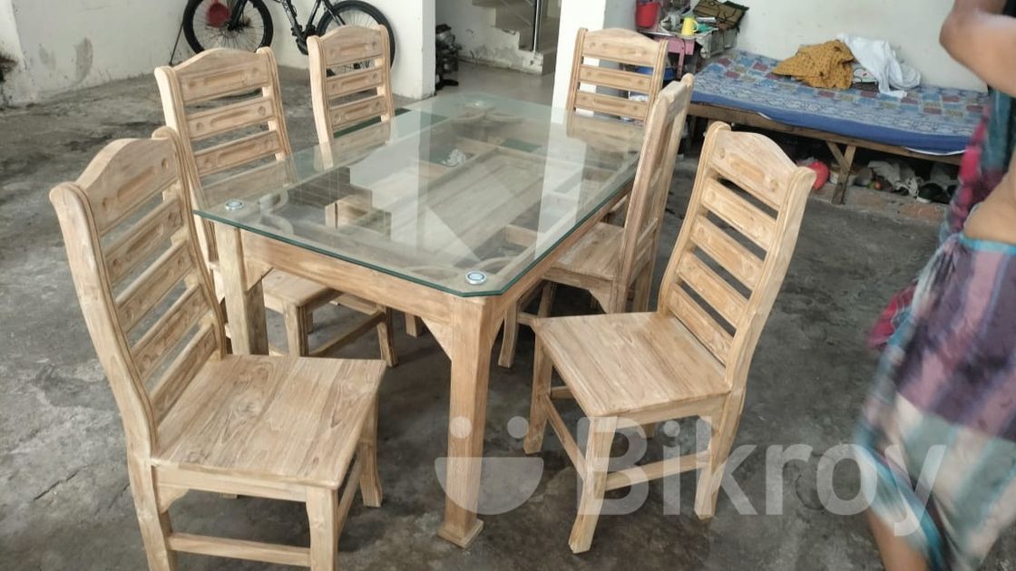 dining table & 6 chair ctg segun. in Mirpur Bikroy