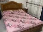 Double bed with side table and mattress for sale