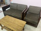 Double seat+Single seat wood material Sofa with Tea-table