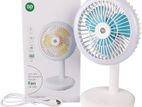 DP-7632 Mini Rechargeable Portable USB Table Fan with LED Night Light