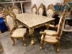 Eight Chair Golden Wooden Style Collection Dining Room Set