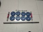 Eight Piece Dumbbell set with two inch sticks and 3 feet Barbell