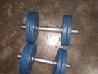 Eight Pieces Dumbbell Set With Two 10 inch Sticks - 10Kg