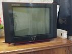 21" box tv red and black