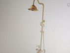 European Bathroom Thermostatic Wall-mounted Rain Shower Set Brass Gold.