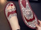 European Print Summer Leather Flat slipper